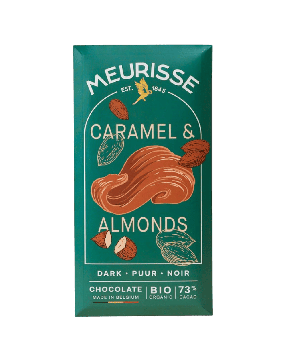 Chocolat noir bio aux amandes caramélisées 73 %