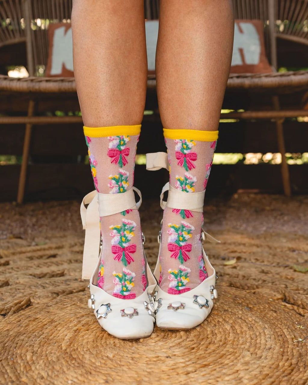 Chaussettes Transparentes - Bouquets Fleuris