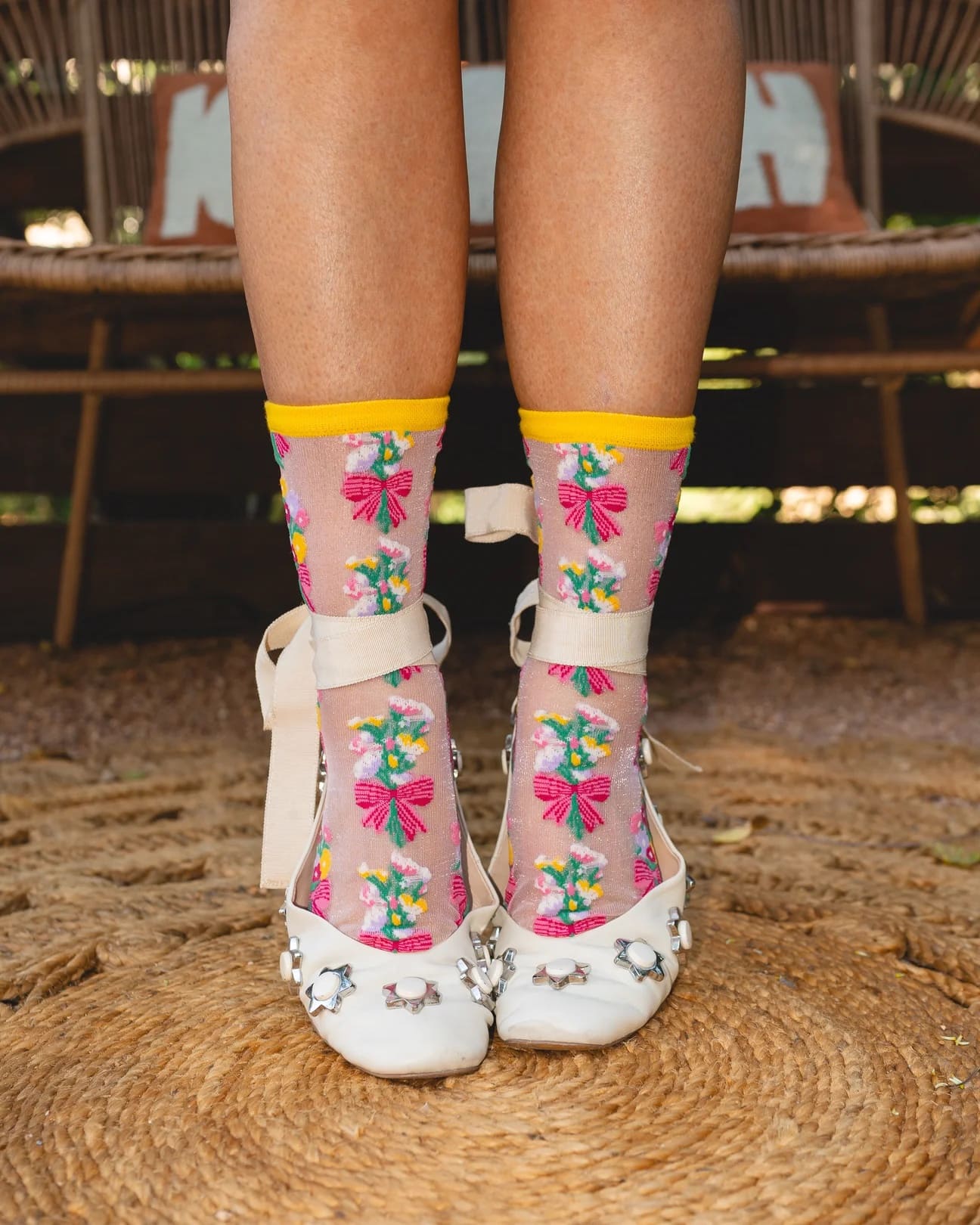 Chaussettes Transparentes - Bouquets Fleuris