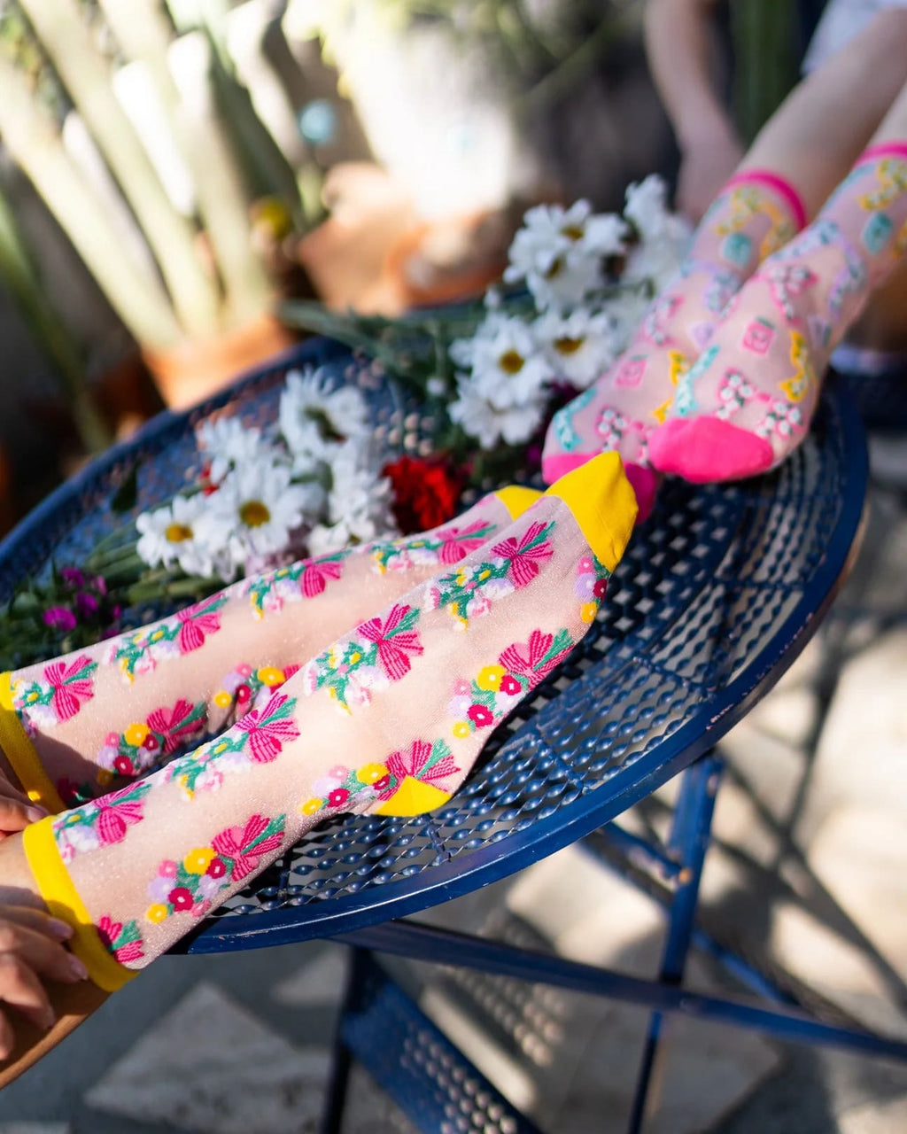 Chaussettes Transparentes - Bouquets Fleuris