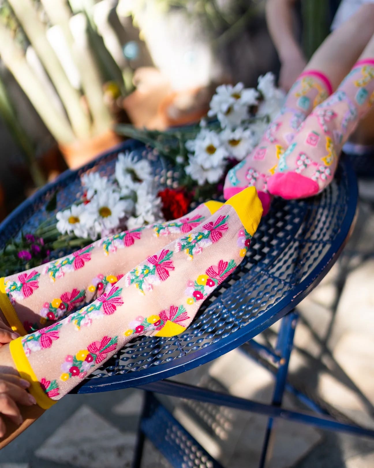 Chaussettes Transparentes - Bouquets Fleuris