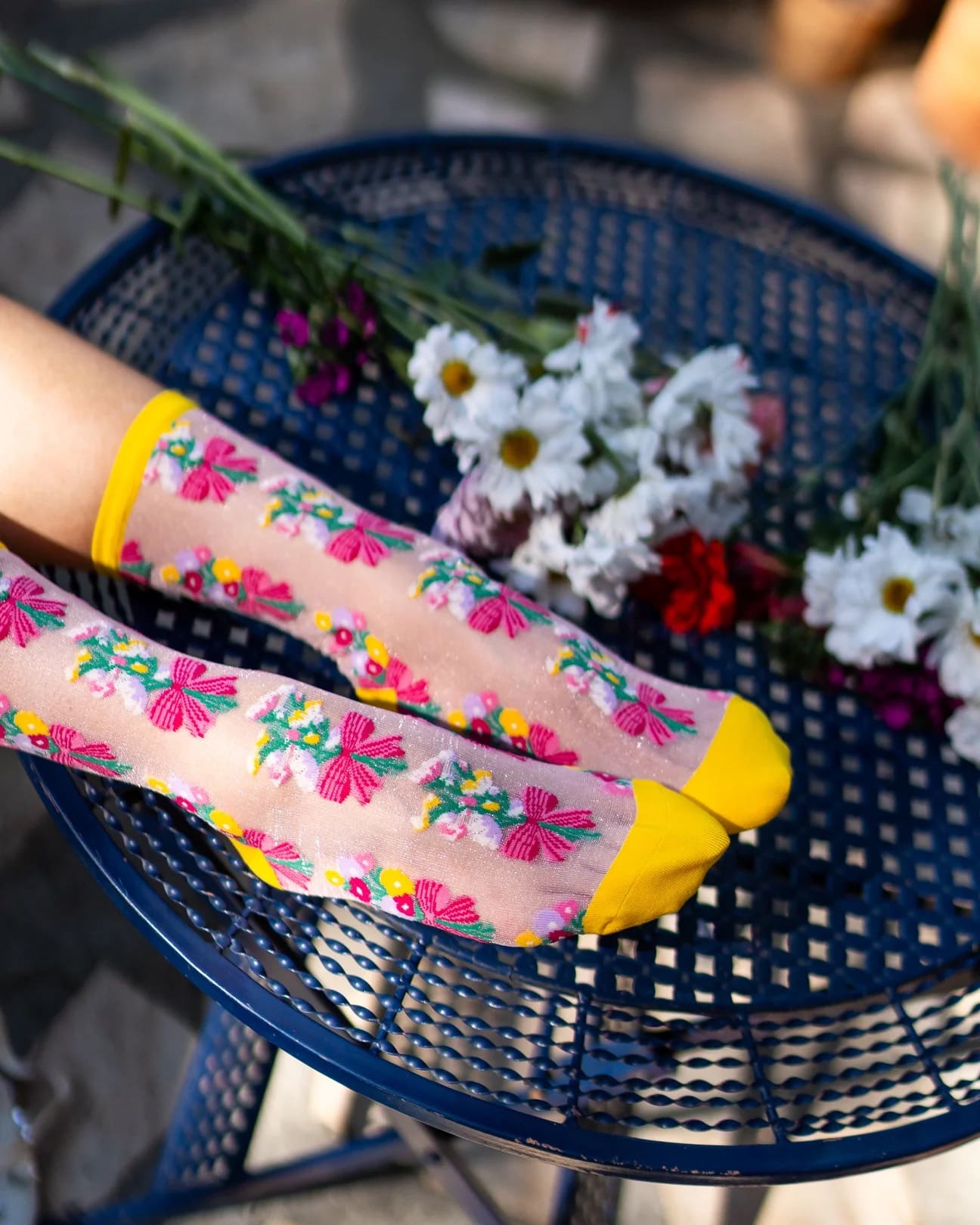 Chaussettes Transparentes - Bouquets Fleuris