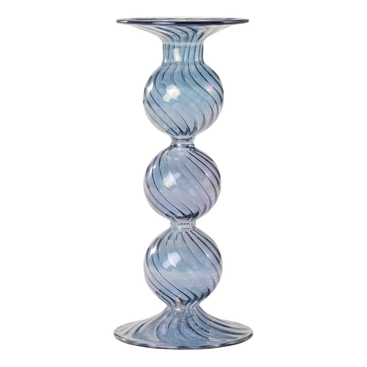 Bougeoir torsadé en verre soufflé gris