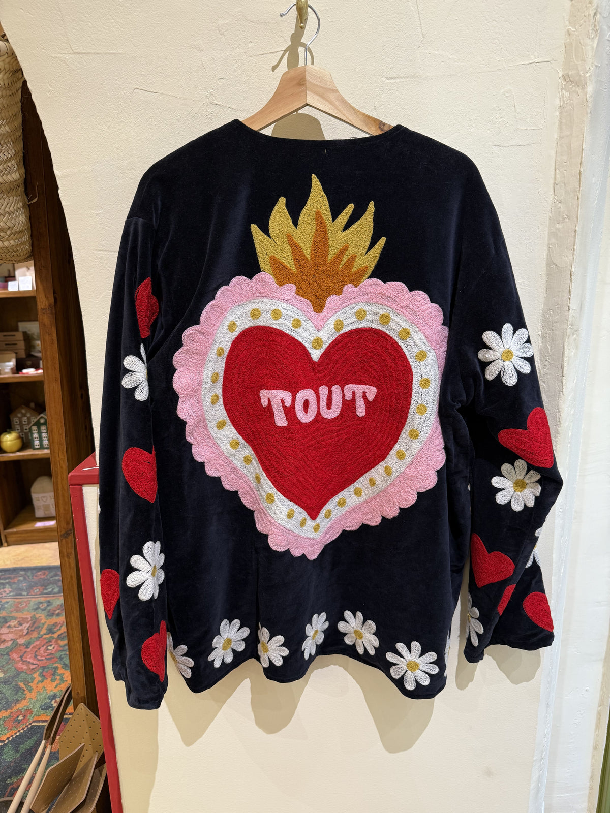Veste en velours et brodée Amour - Veste femme originale