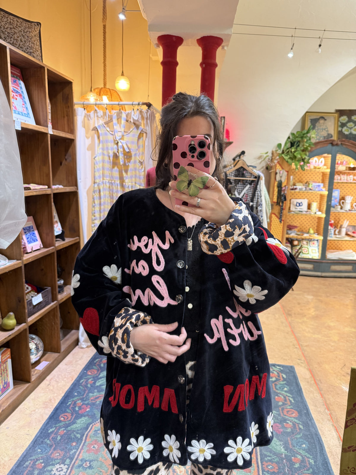 Veste en velours et brodée Amour - Veste femme originale
