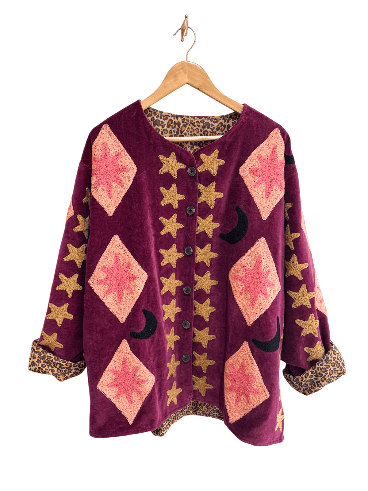 Veste en velours et brodée Étoile - Veste femme originale