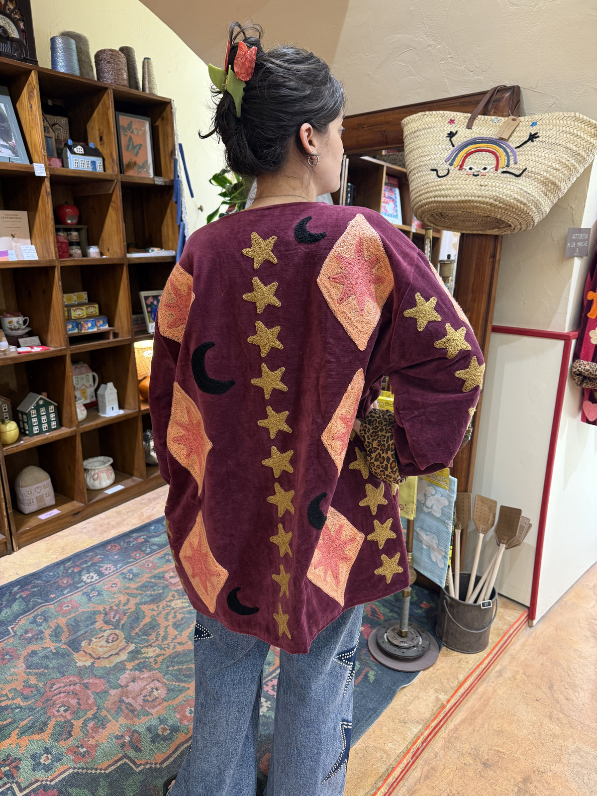 Veste en velours et brodée Étoile - Veste femme originale