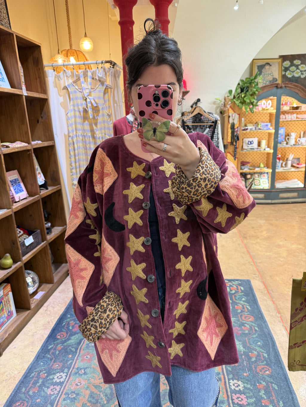 Veste en velours et brodée Étoile - Veste femme originale