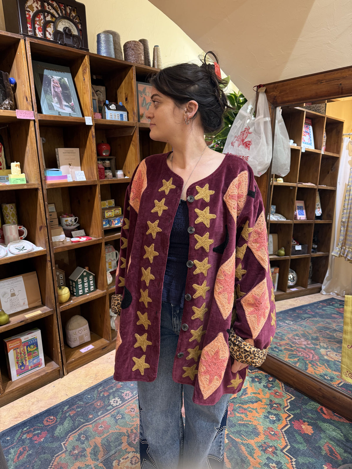 Veste en velours et brodée Étoile - Veste femme originale