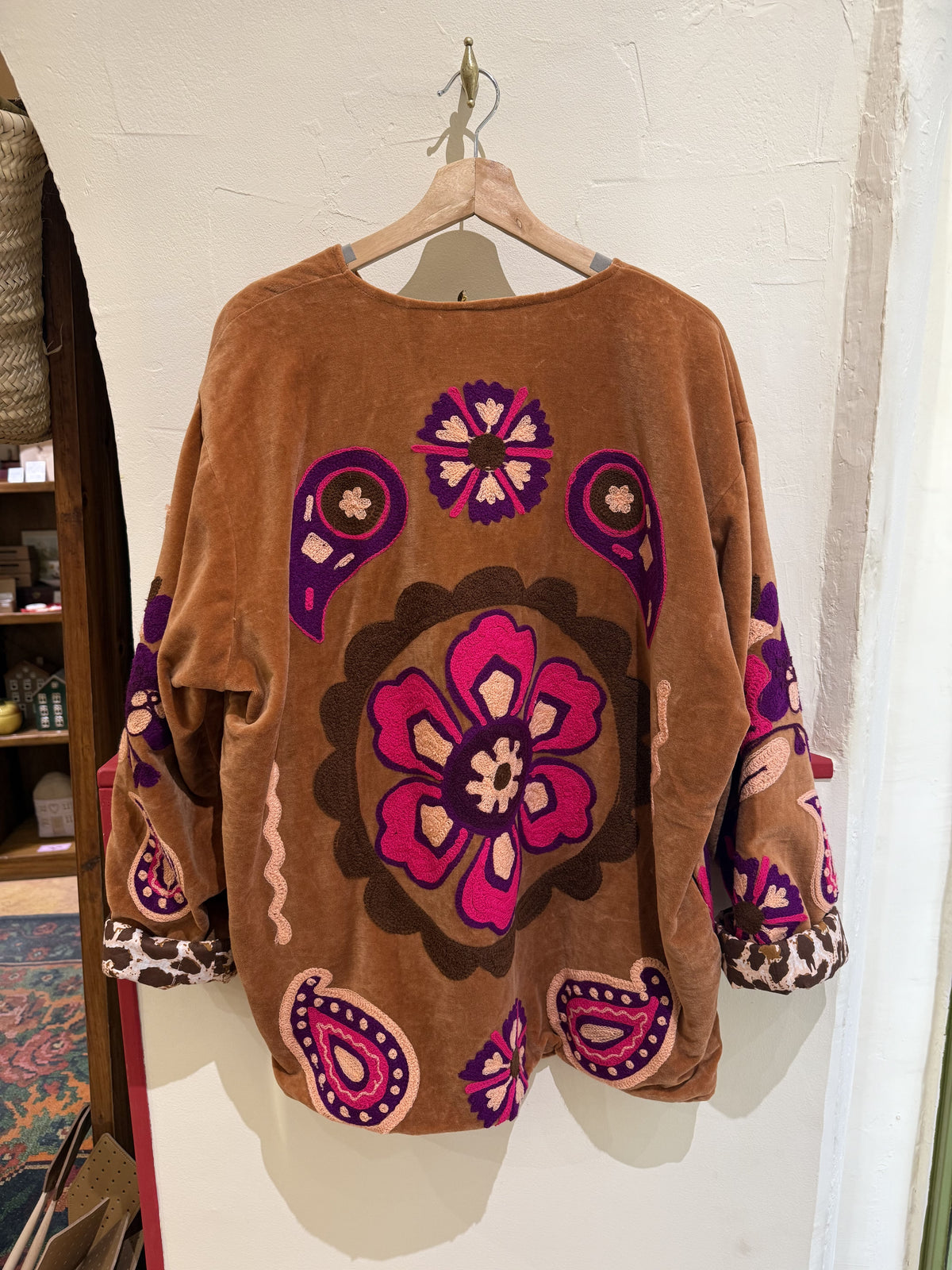 Veste en velours et brodée Fleurs - Veste femme originale