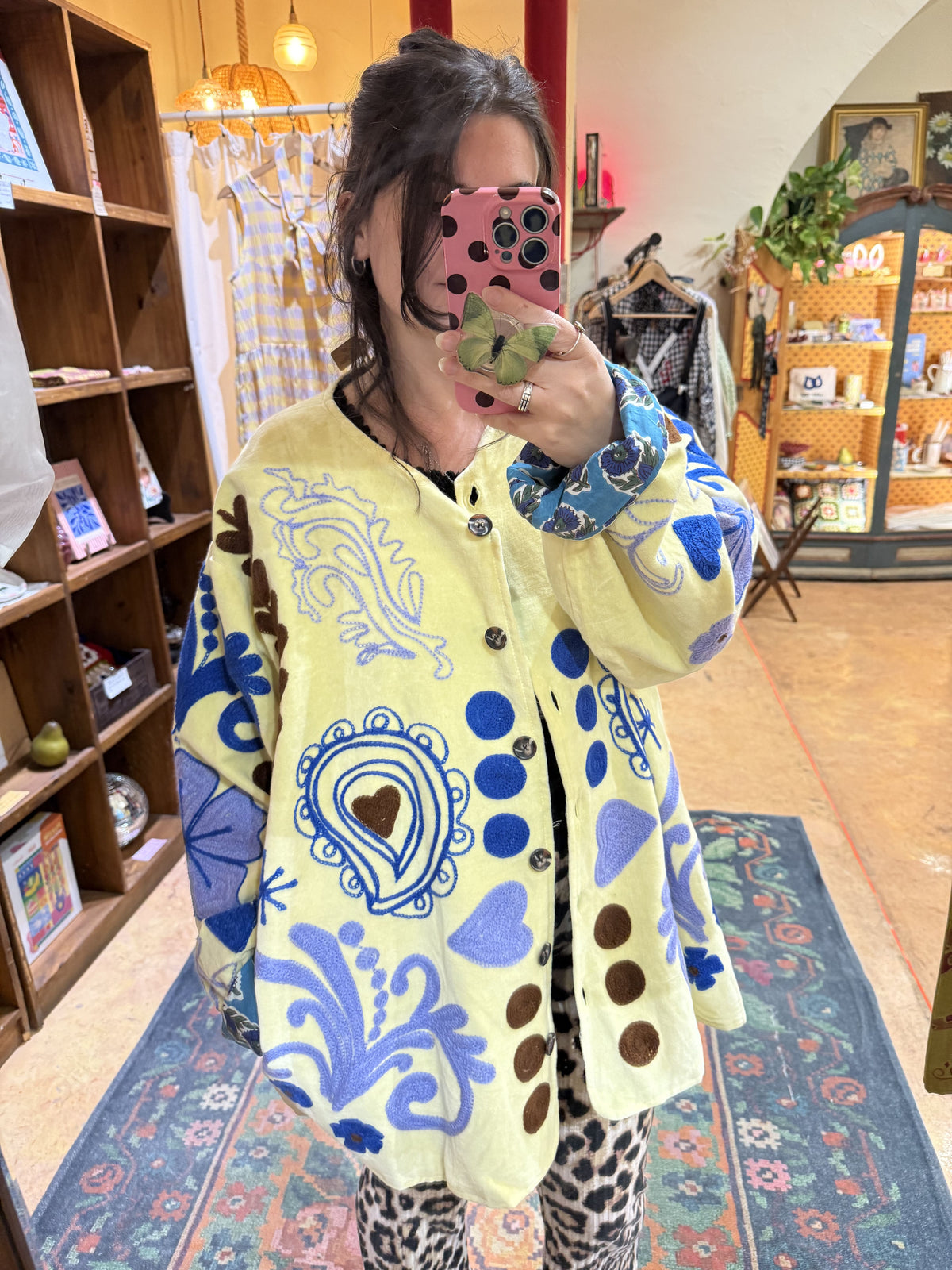 Veste en velours et brodée Hibiscus - Veste femme originale