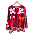 Veste en velours rayée et brodée oiseaux - Veste femme originale