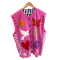 Veste sans manches en velours et brodée Coeur - Veste femme originale