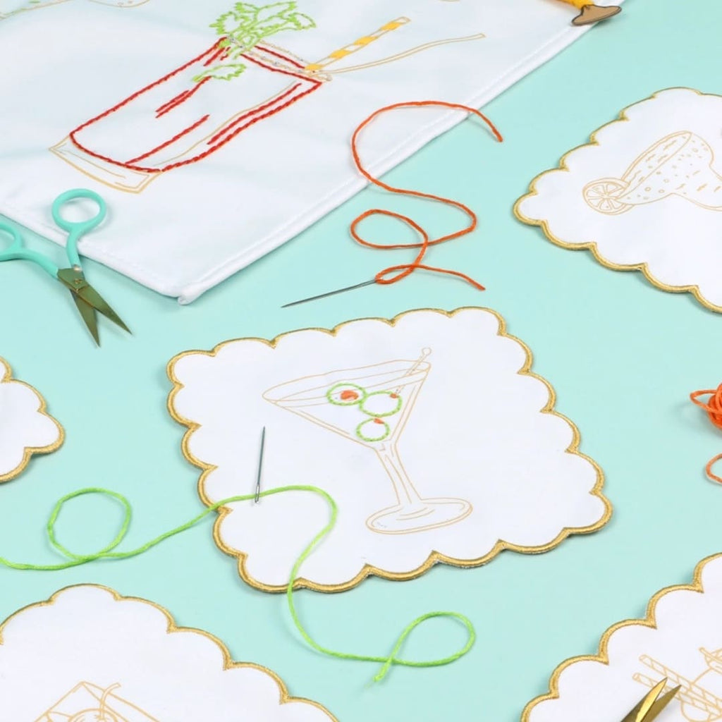 Kit Broderie Serviettes Cocktails Vintage