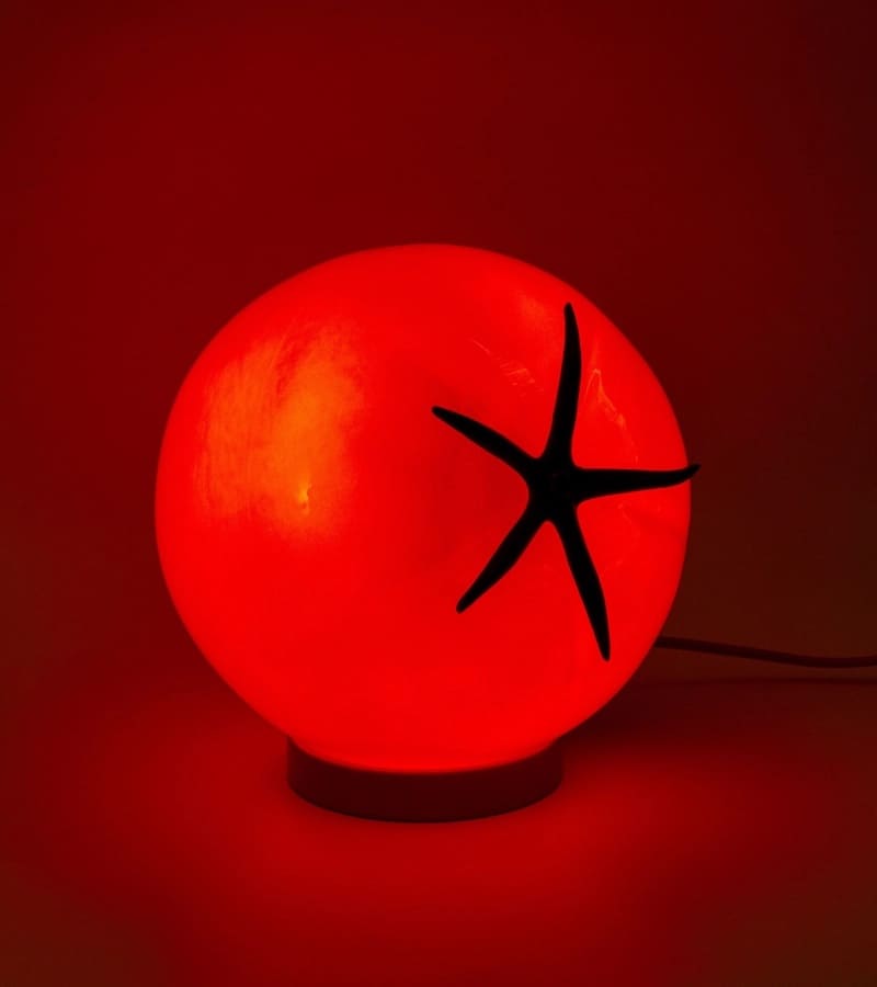 Lampe tomate en verre soufflé