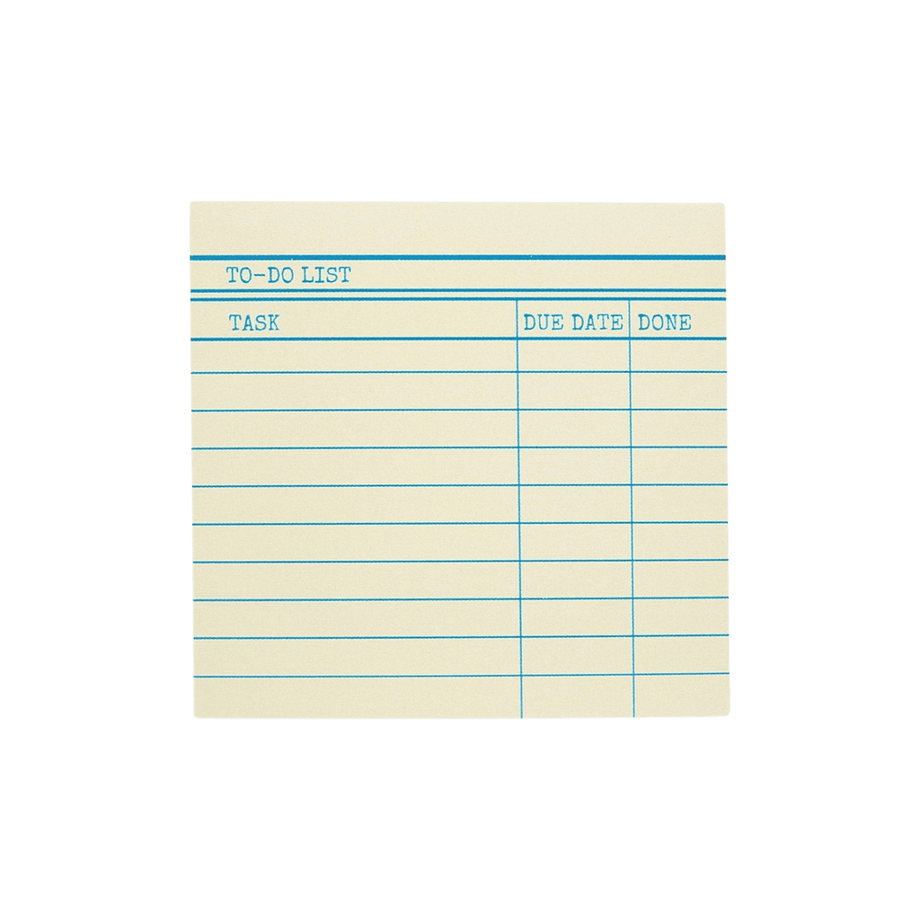 Bloc notes adhésives style fiche de bibliothèque