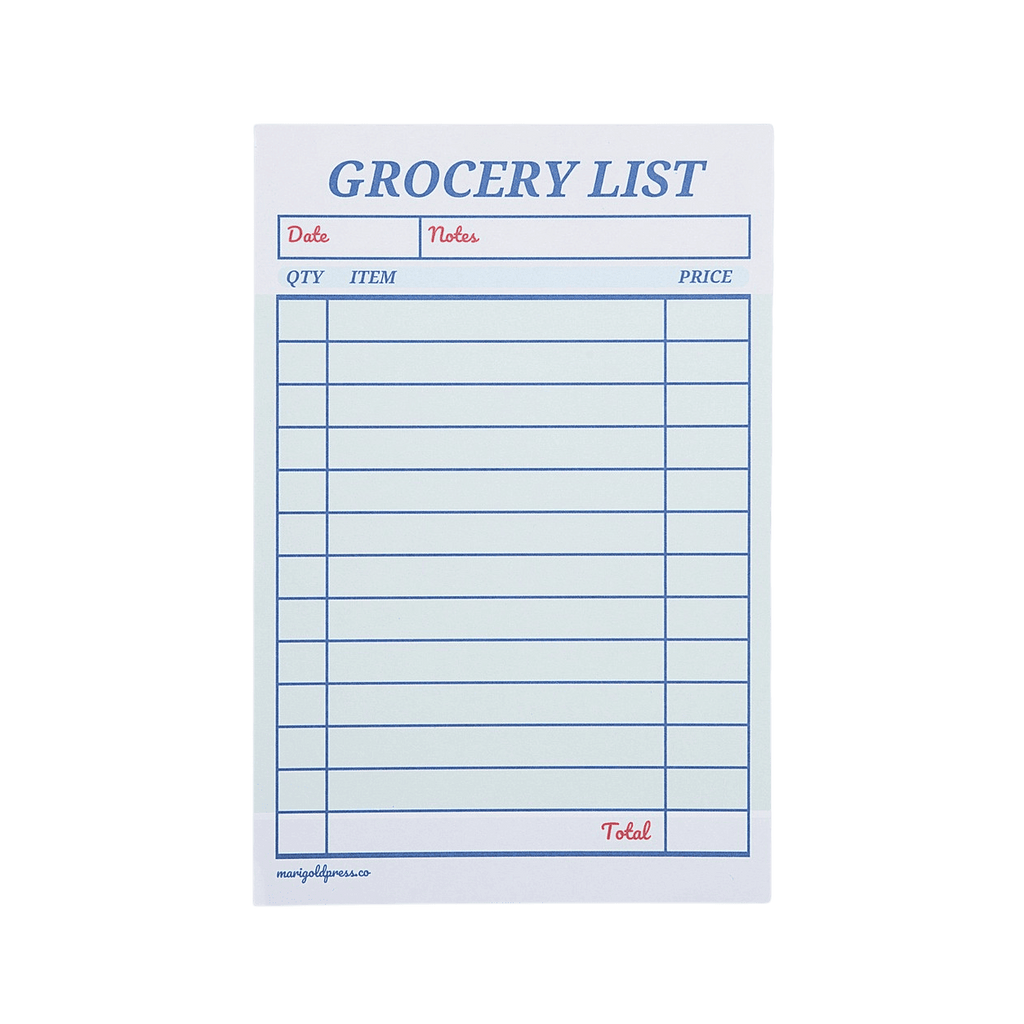 Bloc notes liste de courses style ticket de restaurant