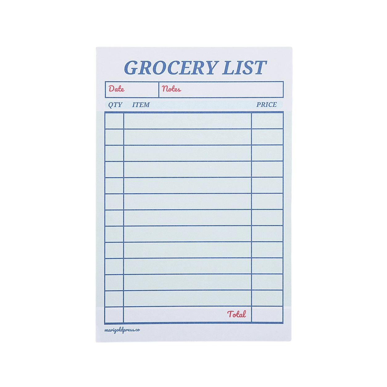 Bloc notes liste de courses style ticket de restaurant