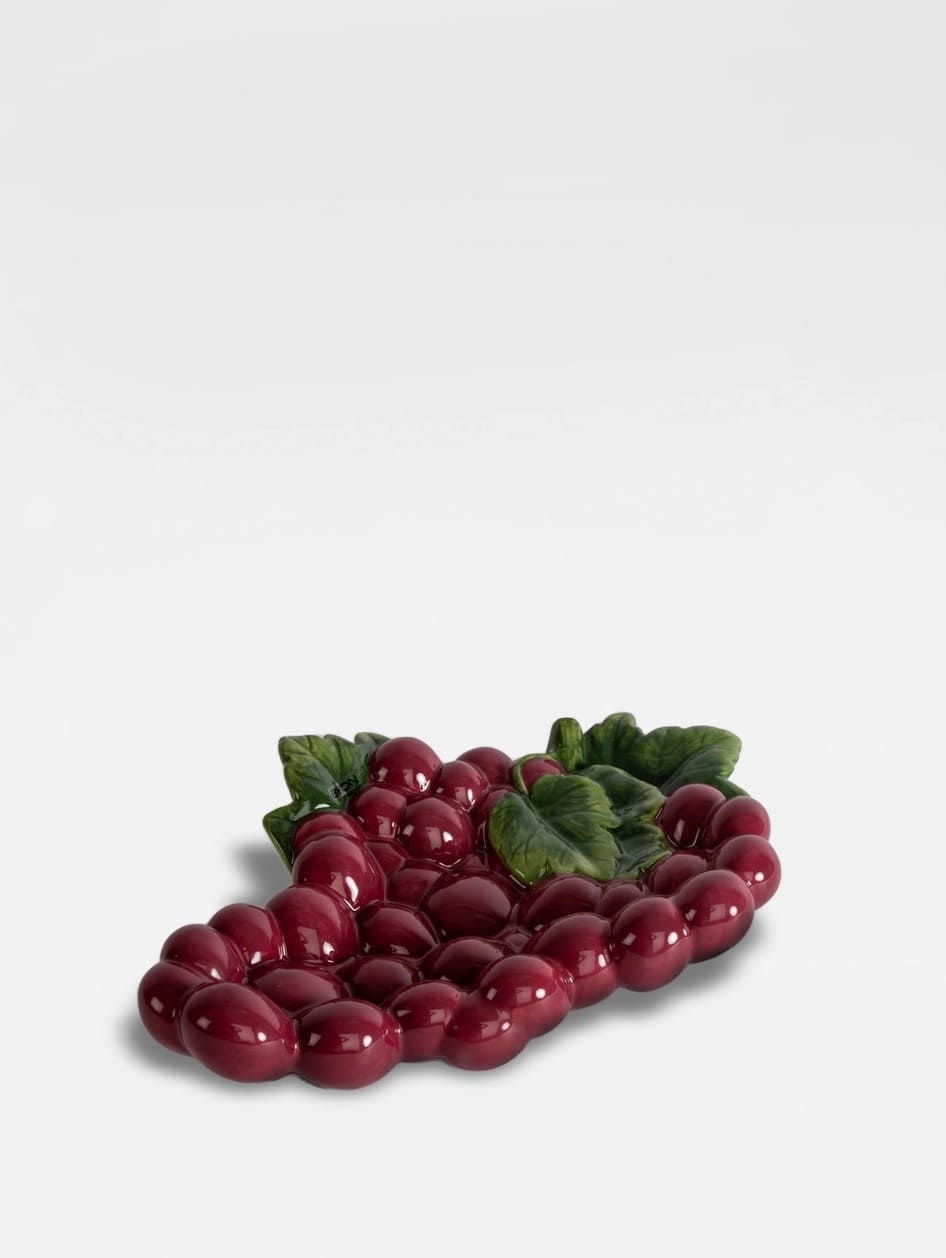Assiette décorative style barbotine grappe de raisin