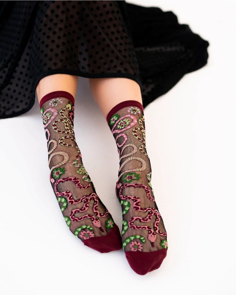 Chaussettes Transparentes - Serpents Fleuris