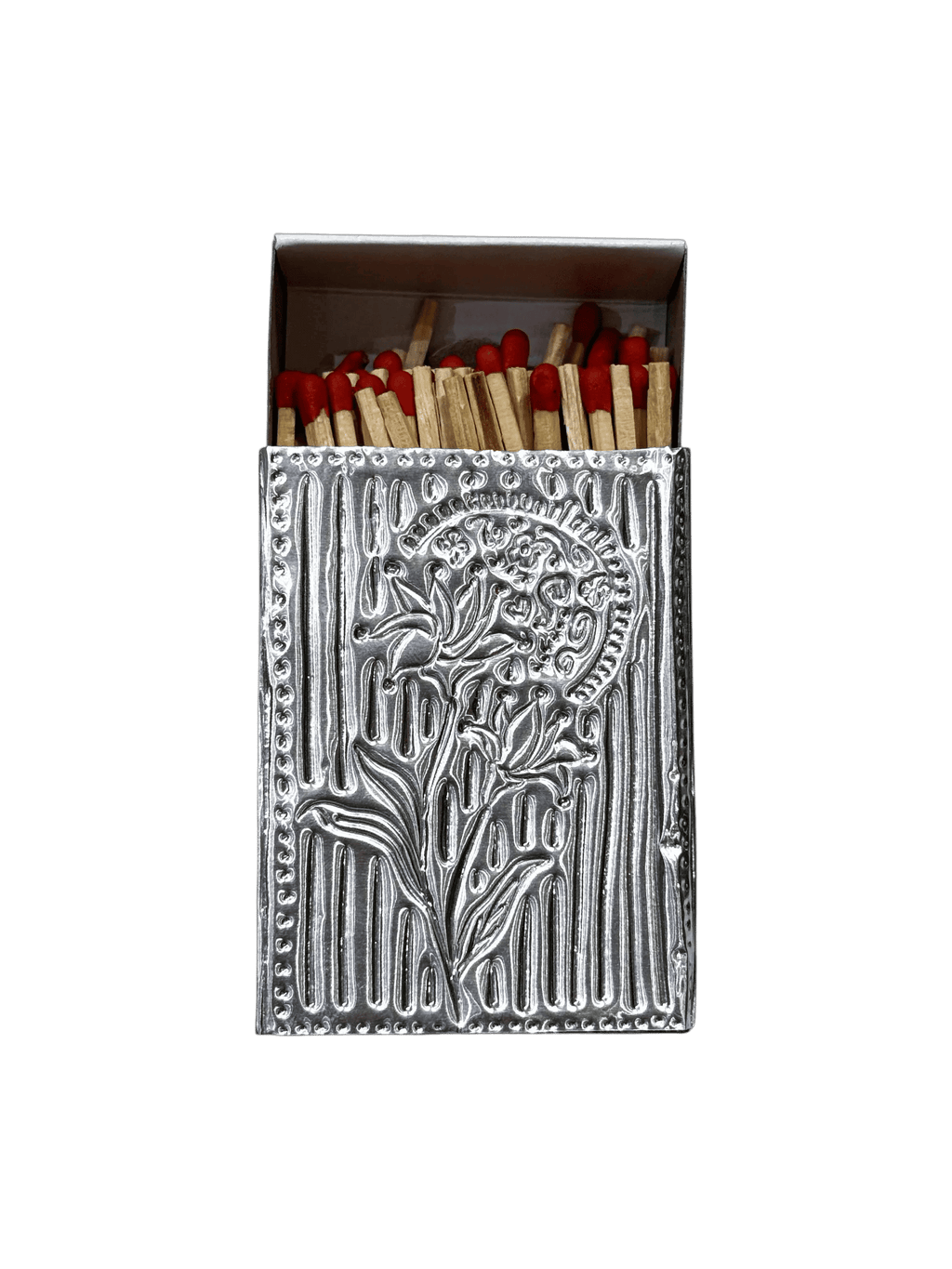 Boîte d'allumettes rechargeable en métal repoussé - Fabriquée à la main