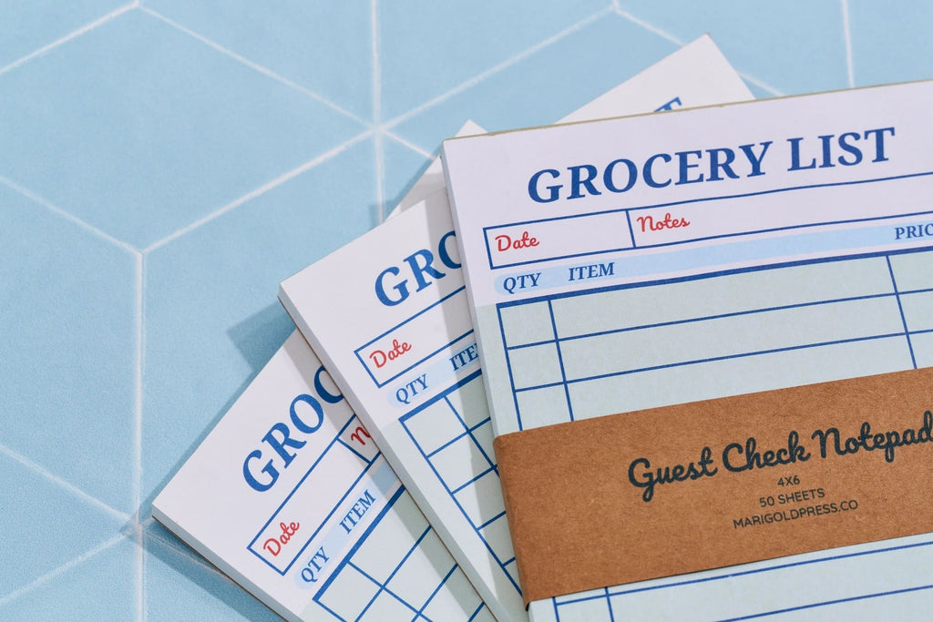 Bloc notes liste de courses style ticket de restaurant