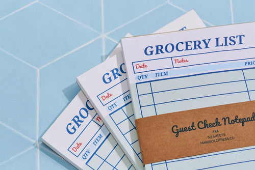 Bloc notes liste de courses style ticket de restaurant
