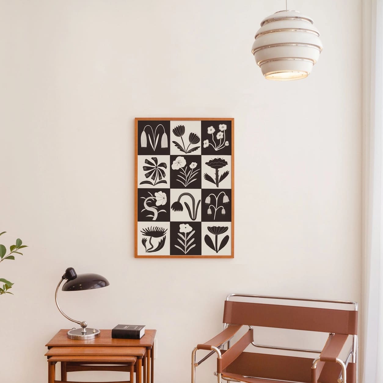 Affiche Botanique Graphique A3 - Illustration Florale Noir & Blanc
