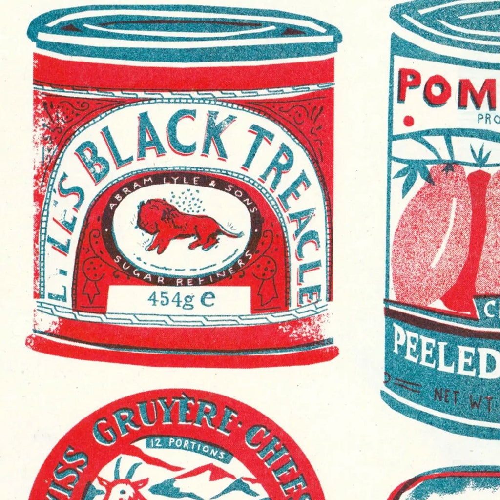 Affiche Risographie Packagings Alimentaires Vintage
