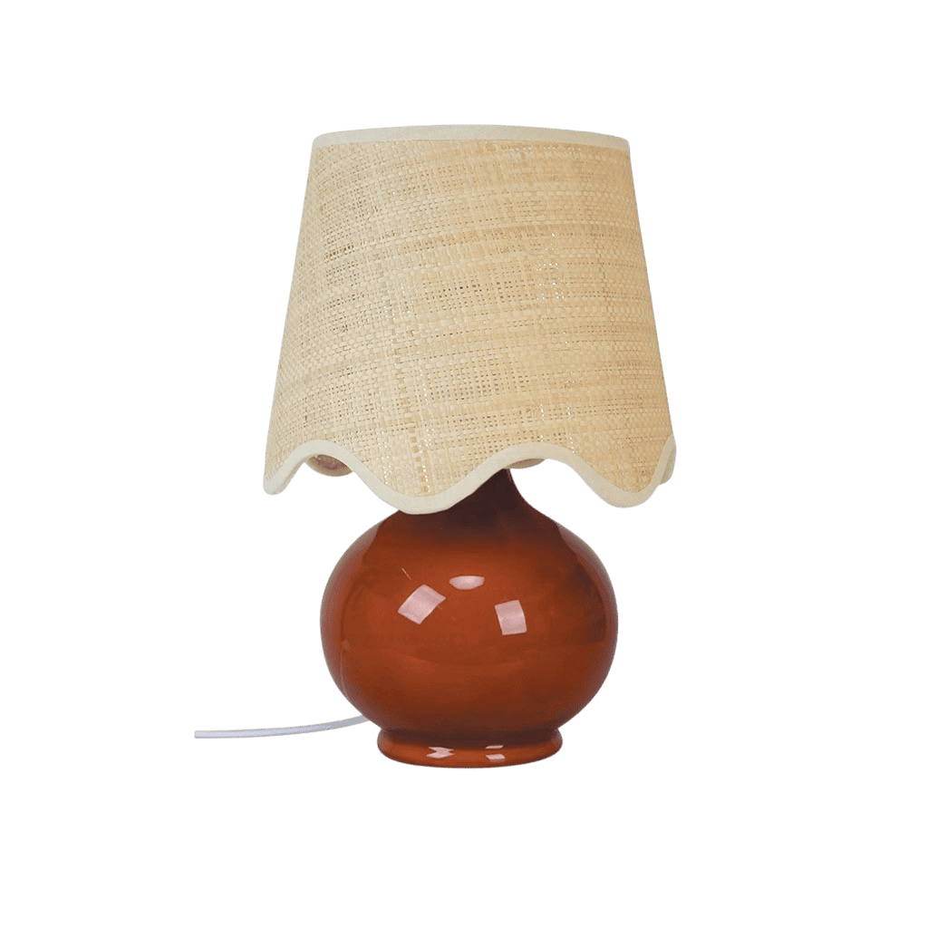 Lampe à poser marron avec abat-jour naturel