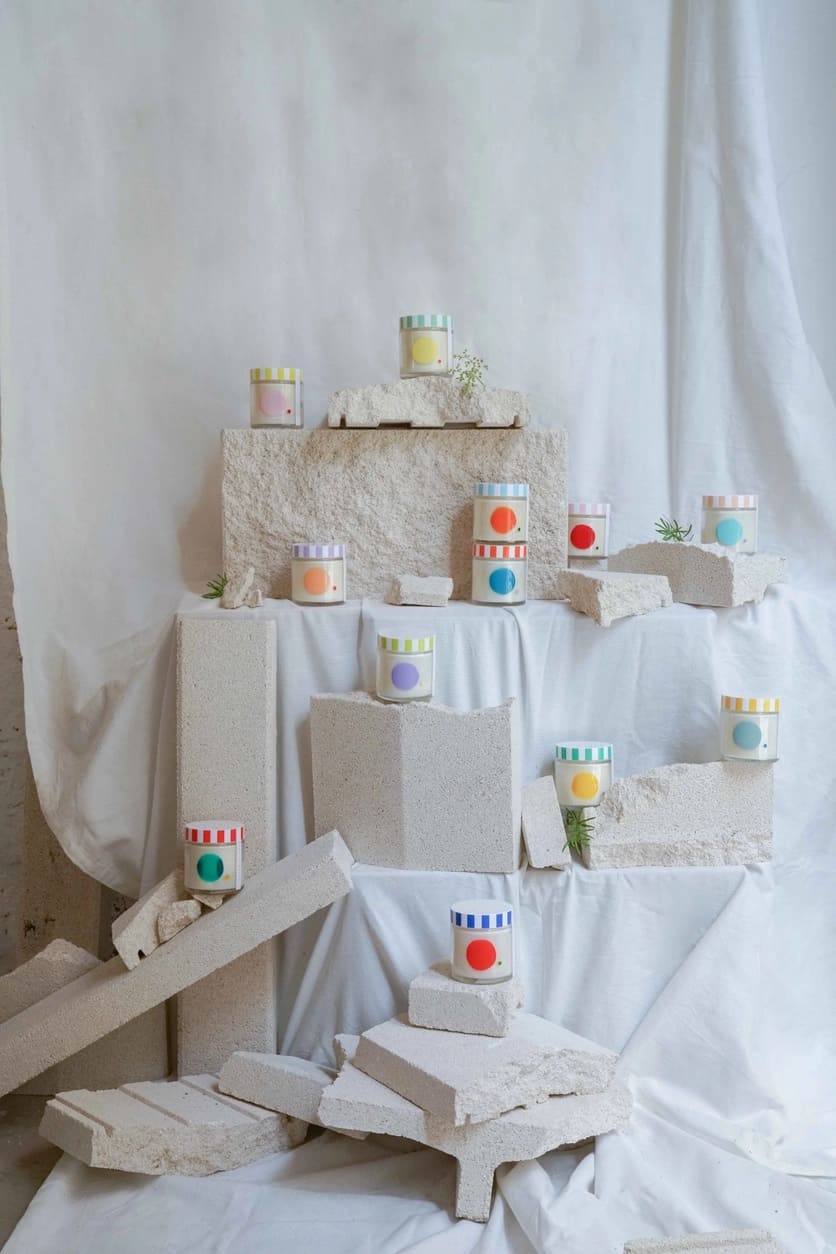 Bougie artisanale soja lavande & citron en verre peint