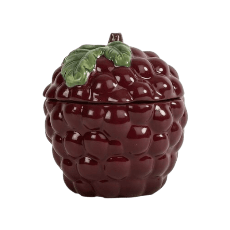 Petit pot décoratif style barbotine raisin