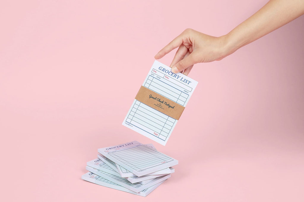Bloc notes liste de courses style ticket de restaurant