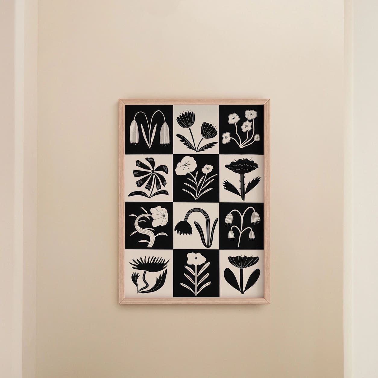 Affiche Botanique Graphique A3 - Illustration Florale Noir & Blanc