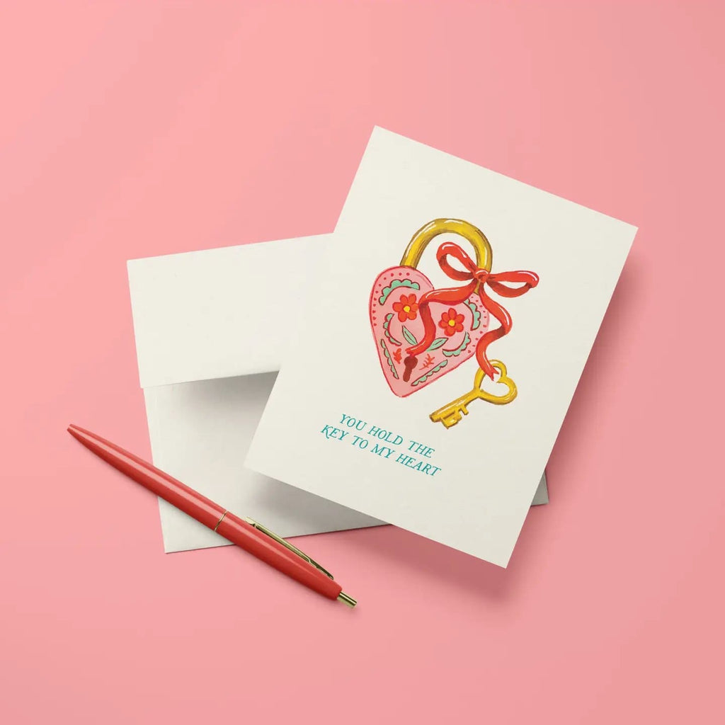 Carte de Vœux Médaillon Cœur "You Are The Key To My Heart"