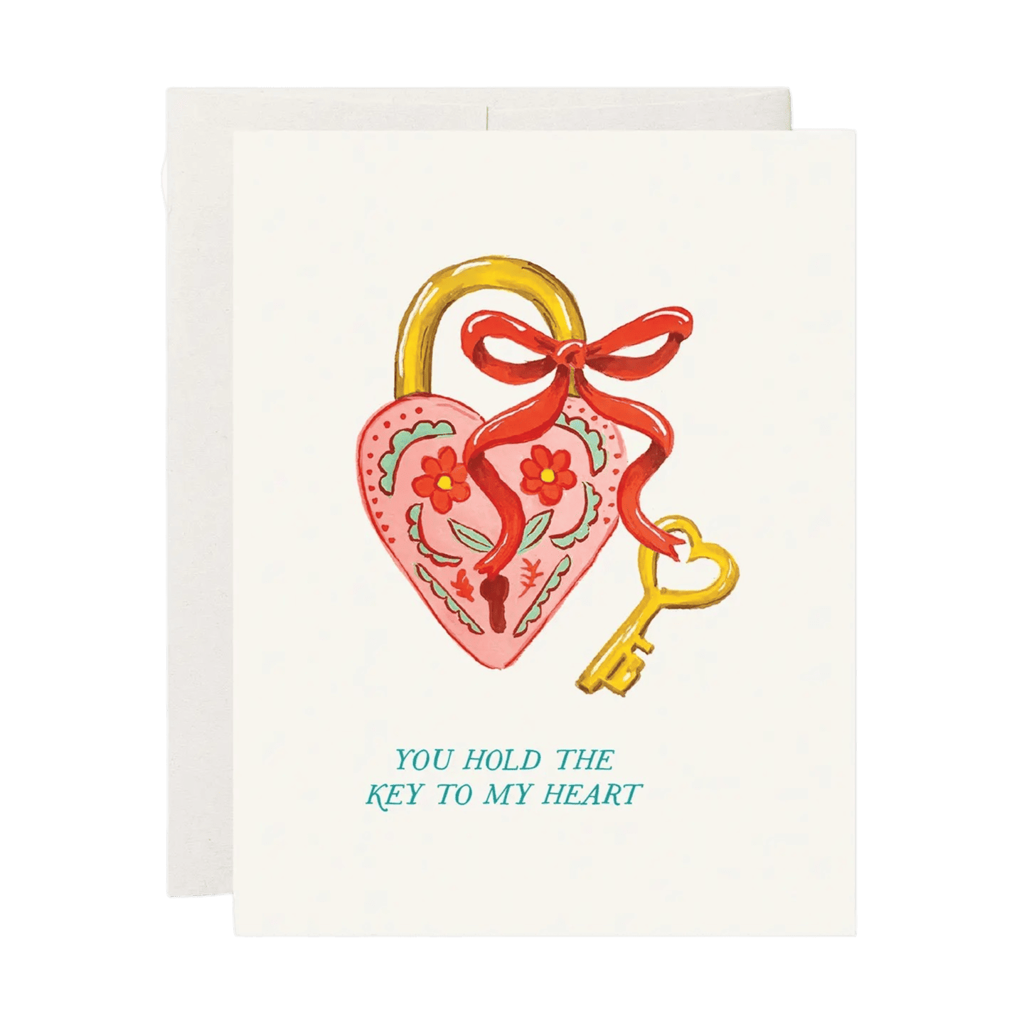 Carte de Vœux Médaillon Cœur "You Are The Key To My Heart"