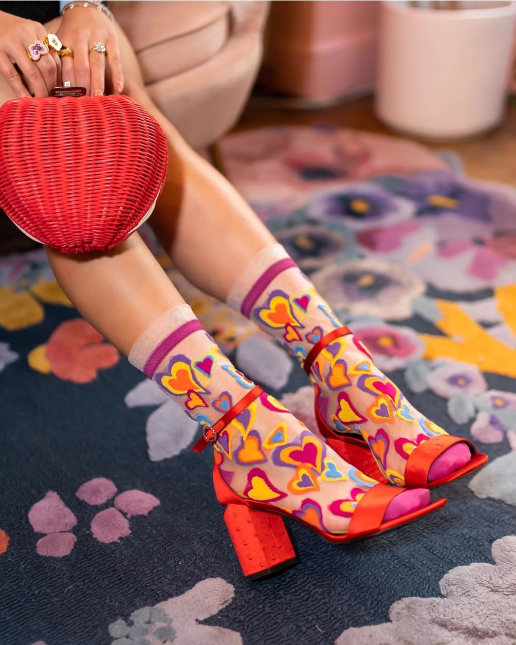 Chaussettes transparentes Cœurs Pop Colorés