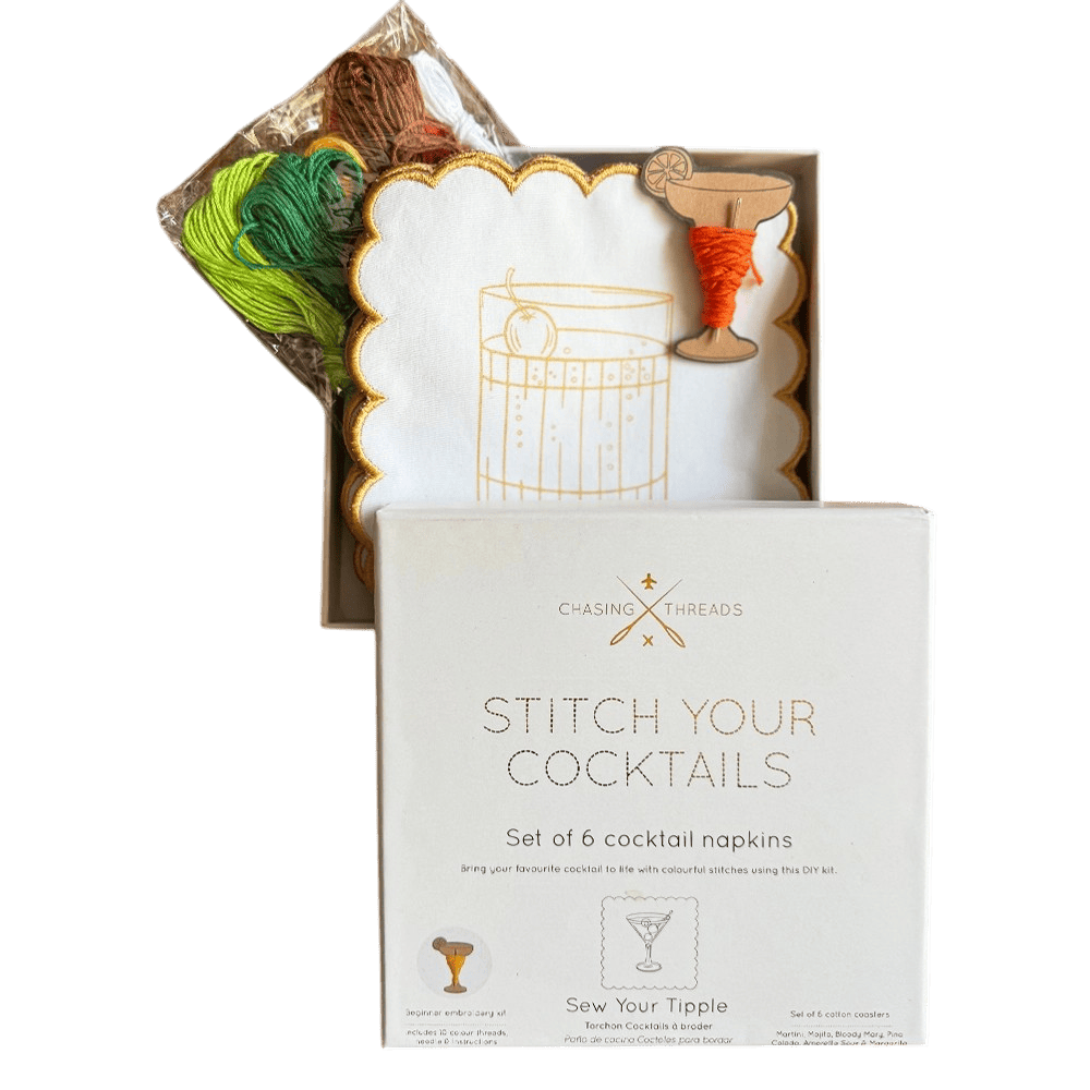 Kit Broderie Serviettes Cocktails Vintage