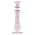 Bougeoir en verre soufflé transparent à pois