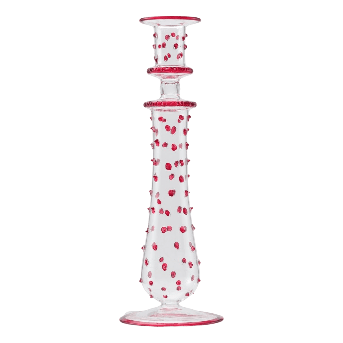 Bougeoir en verre soufflé transparent à pois