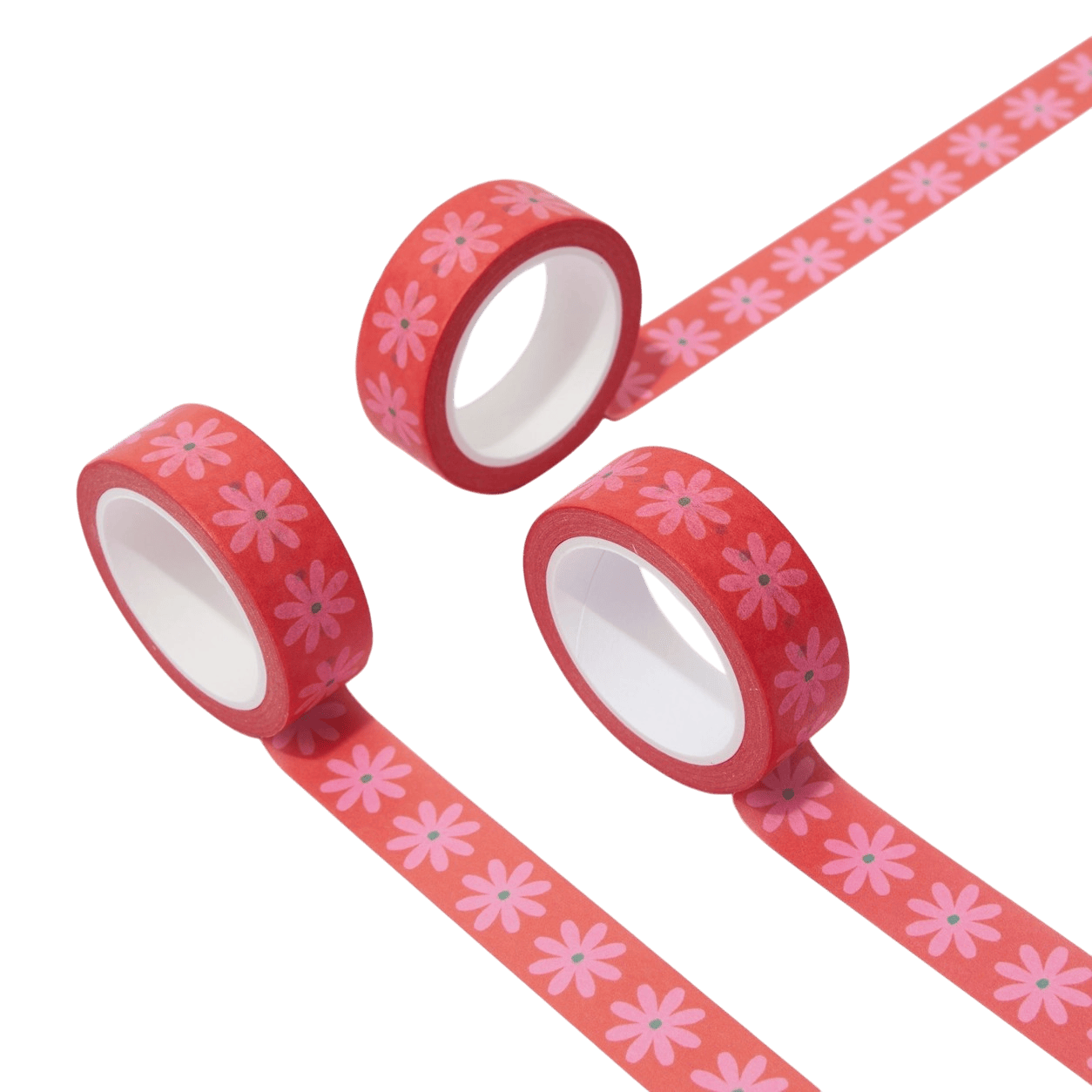 Washi tape rouge à fleurs