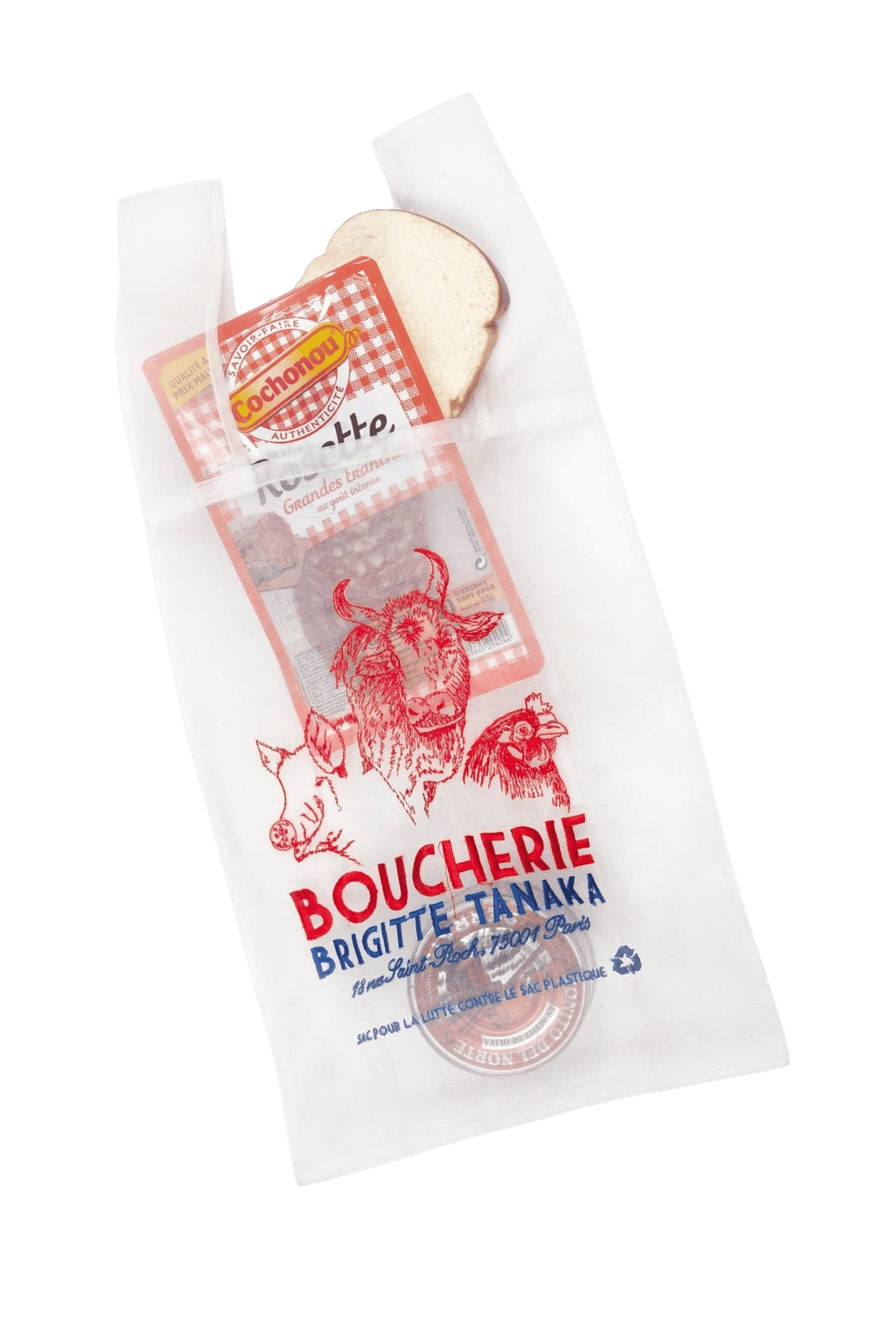 Sac boucherie brodé en organza - Brigitte Tanaka
