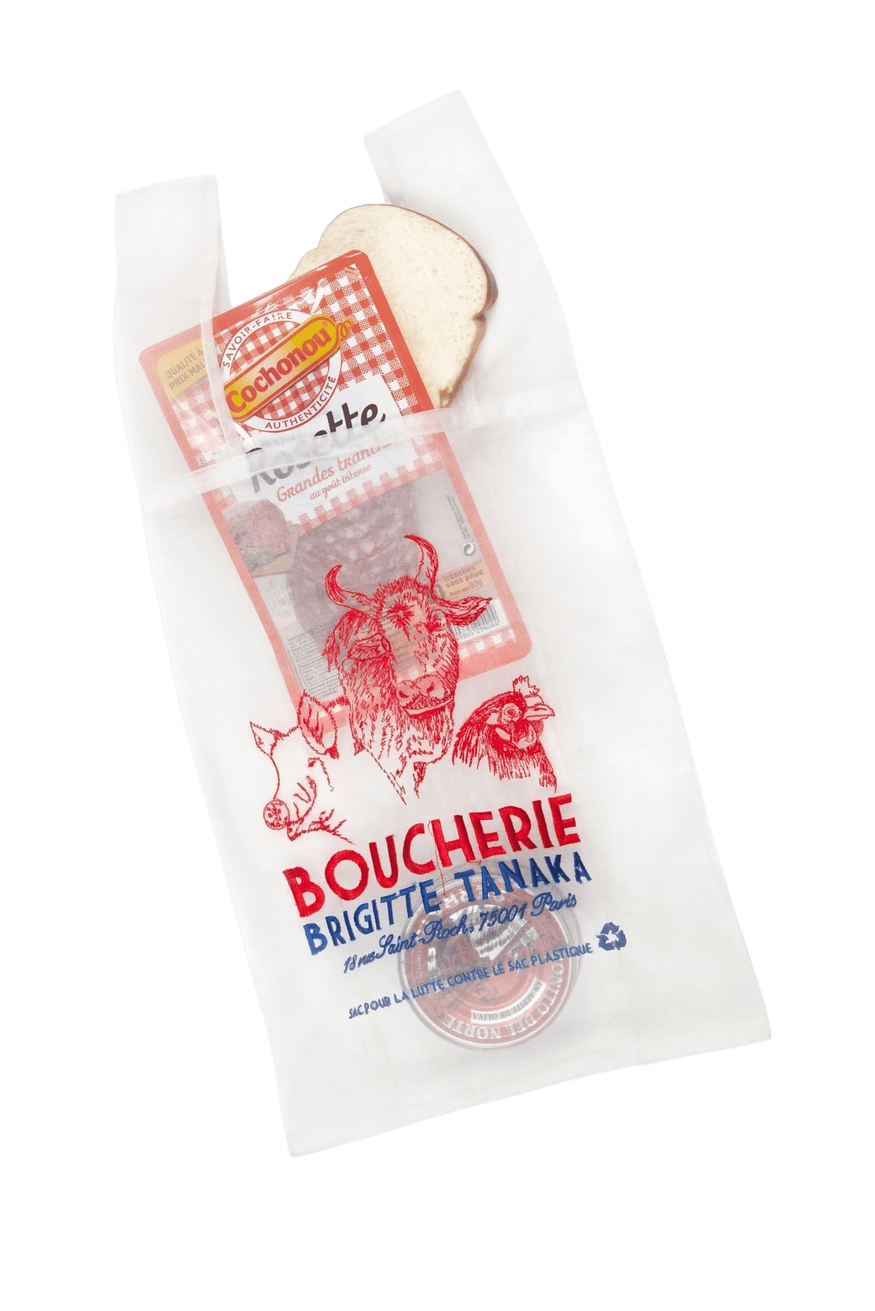 Sac boucherie brodé en organza - Brigitte Tanaka