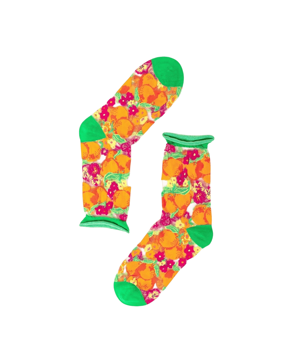 Chaussettes transparentes Orange Floral