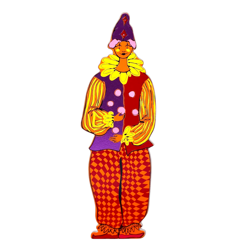 Marque-page clown orange en cuir véritable