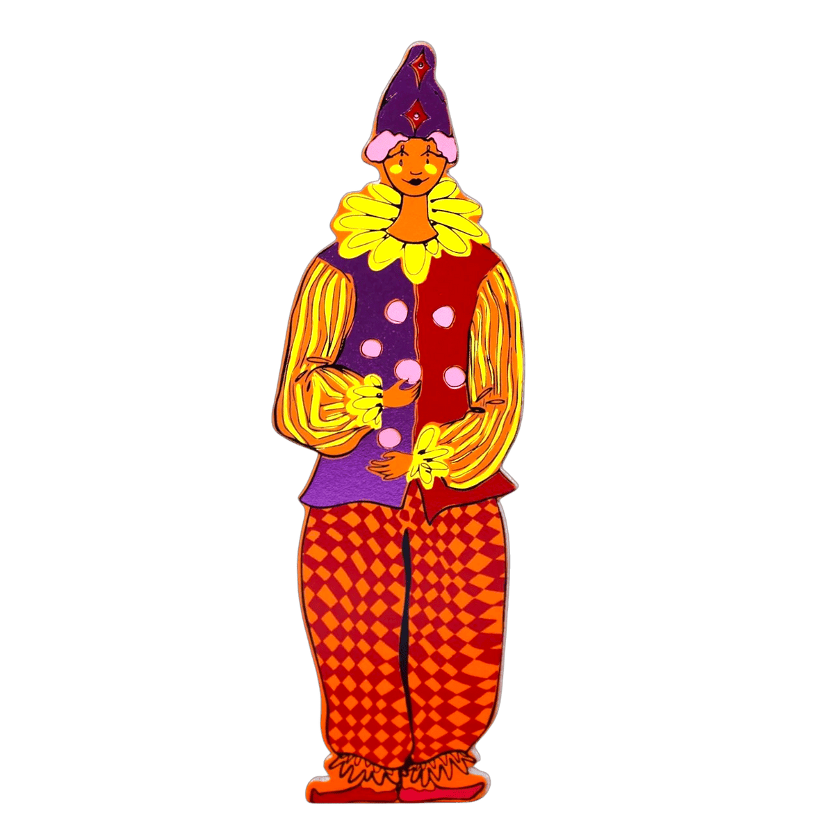 Marque-page clown orange en cuir véritable