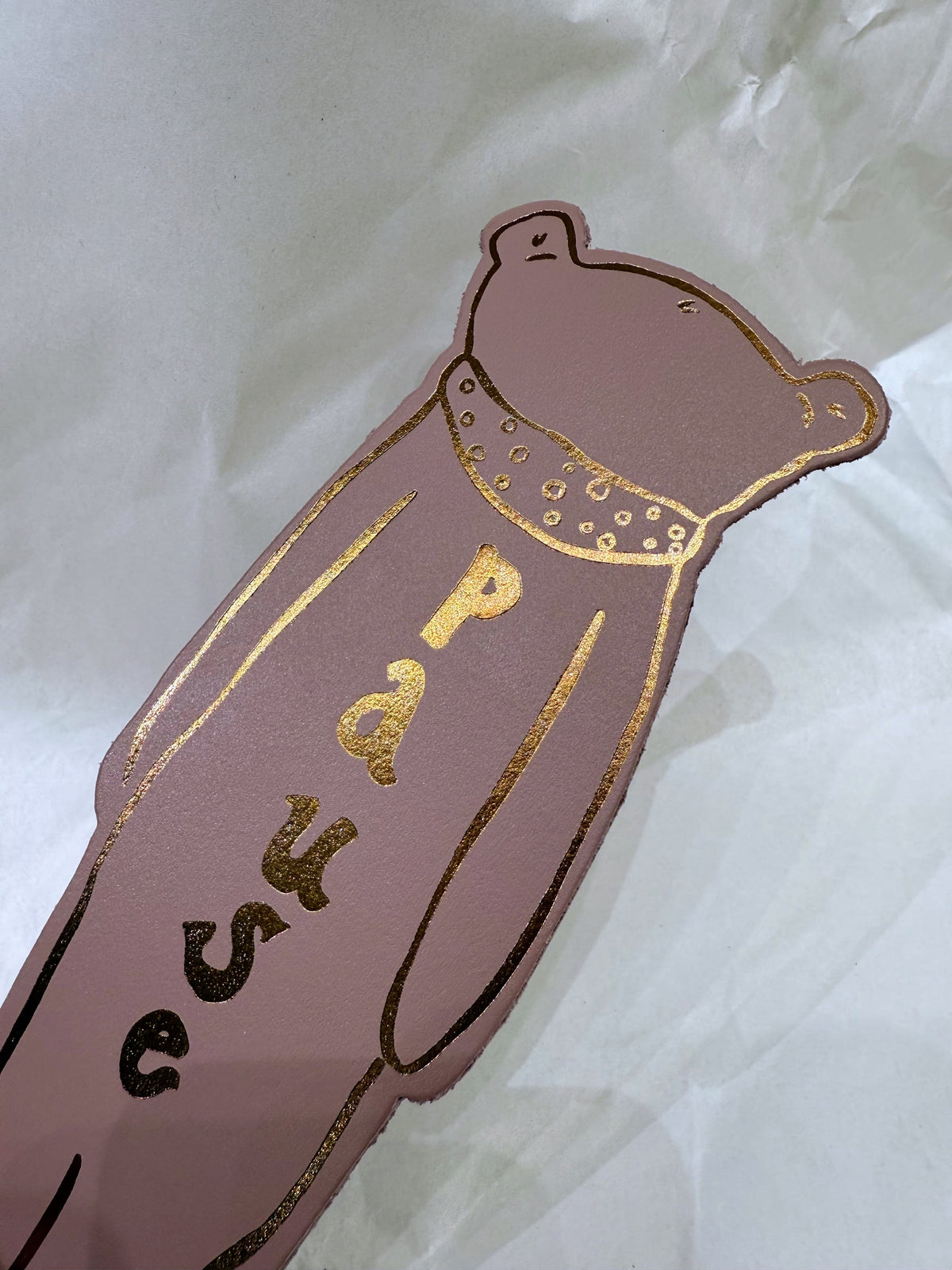 Marque-page ours marron en cuir véritable