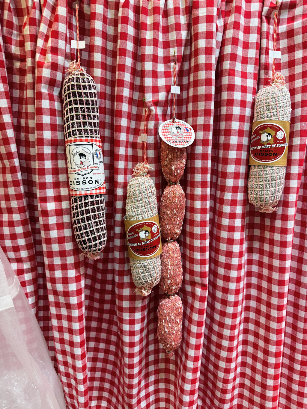 Saucisson au marc de Bourgogne décoratif en laine