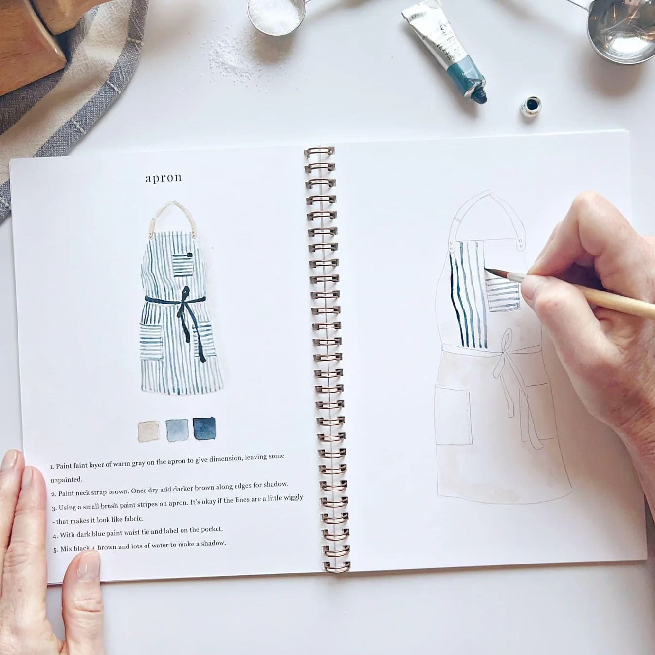 Cahier d’aquarelle pâtisserie débutant